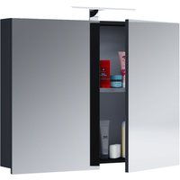 VCM LED Spiegelschrank "Badinos" 60cm Schwarz von VCM