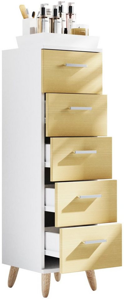 VCM Midischrank Midischrank Badmöbel Kommode Schubladen Landos M von VCM