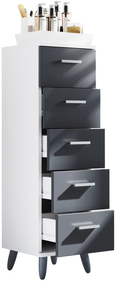 VCM Midischrank Midischrank Badmöbel Kommode Schubladen Landos M von VCM