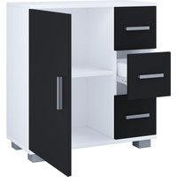 Midischrank mit 3 Schubladen Zalo XL Weiß/Schwarz von VCM