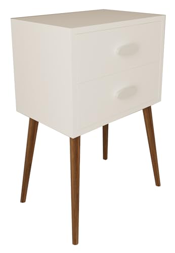 VCM Nachtschrank | Beistelltisch mit Schubladen | Nachttisch | Maße ca. H. 70 x B. 45 x T. 30 cm - Singol XXL Weiß von VCM
