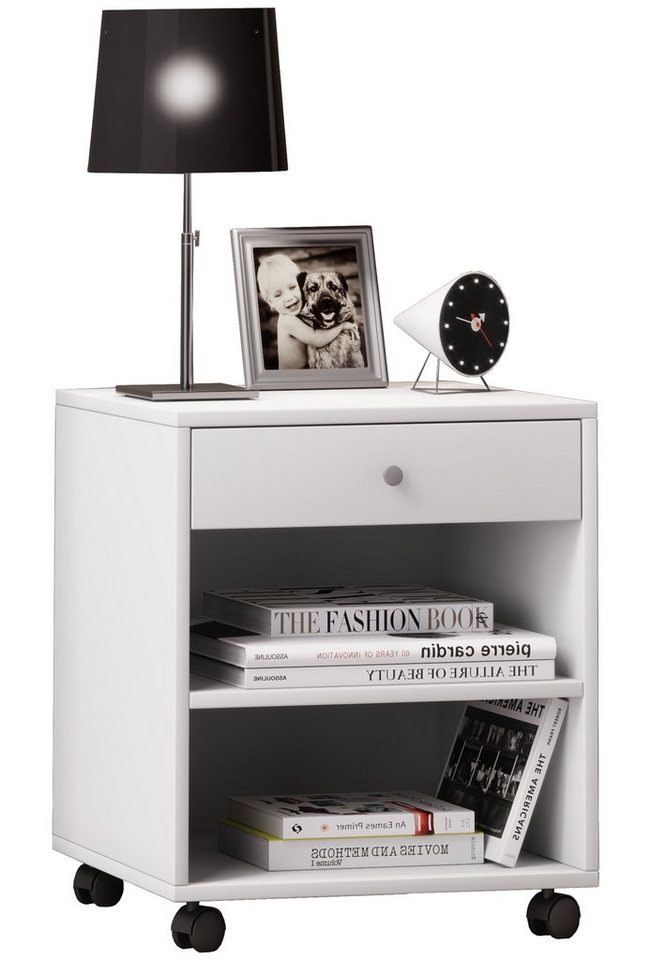 VCM Nachttisch Holz Nachttisch Schrank Rolda Schublade Rollen von VCM