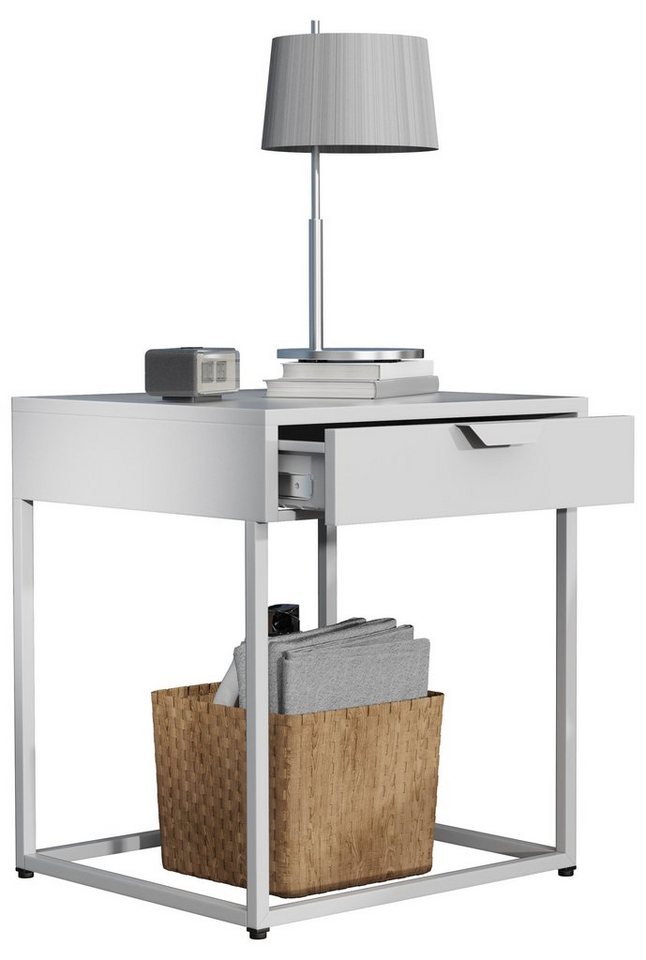 VCM Nachttisch Metall Nachttisch Beistelltisch Schublade Flokas S von VCM