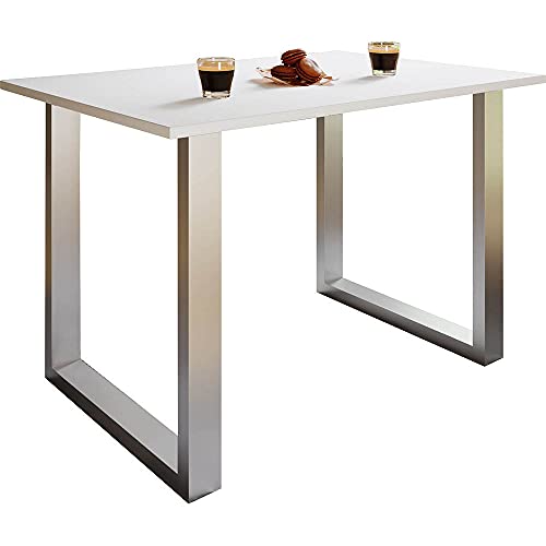 VCM Premium Holz Esstisch Küchentisch Speisetisch Tisch Xona U Silber 50, 110, Weiß von VCM