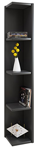 VCM Holzregal stehend | platzsparendes Regal | Maße: H. 97 x B. 15 x T. 17 cm | Elegantes Regal stehend | Aufbewahrungsregal | Bücherregal - Honsa Schwarz von VCM