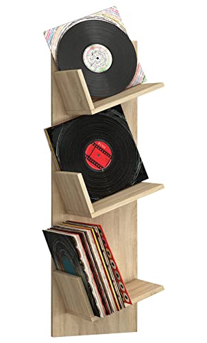 VCM Holz Wandregal | Wandboard mit DREI großen Fächer | Platz für 100 Schallplatten | kann auch für Bücher verwendet Werden | Maße: H. 106 x B. 33 x T. 26 cm - Sulda von VCM