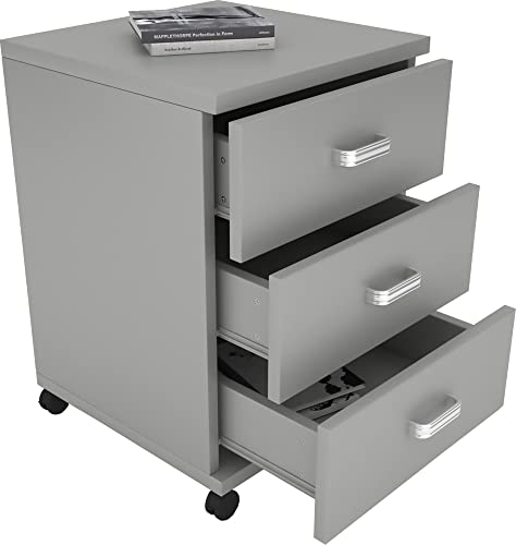 VCM Rollcontainer | Beistellcontainer mit Schubladen | Maße ca. H. 58 x B. 45 x T. 44 cm | Bürocontainer – Tobila Grau von VCM