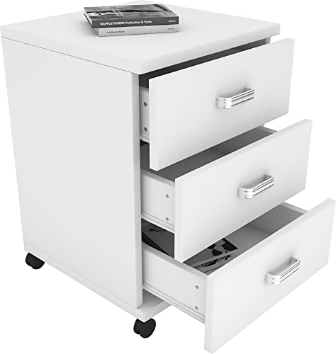 VCM Rollcontainer | Beistellcontainer mit Schubladen | Maße ca. H. 58 x B. 45 x T. 44 cm | Bürocontainer – Tobila Weiß von VCM