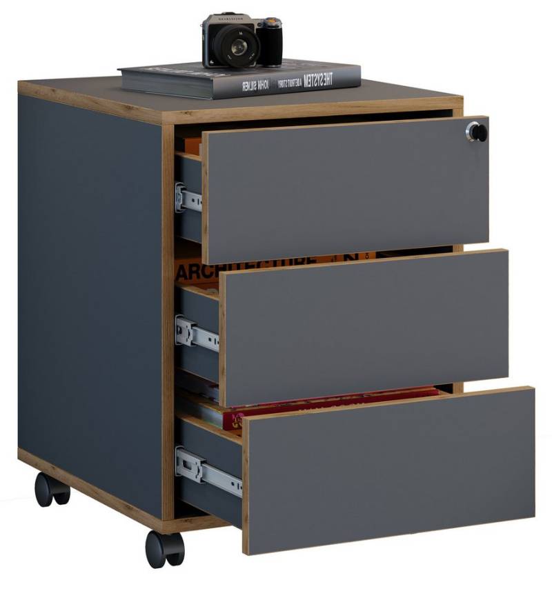 VCM Rollcontainer Holz Rollcontainer Bürocontainer Salia 3 Schublade von VCM