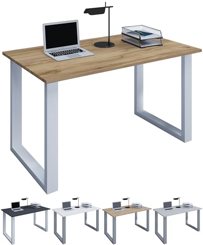 VCM Holz Schreibtisch Computertisch Arbeitstisch Büromöbel Lona U Alu Silber 140, 80, Grau von VCM