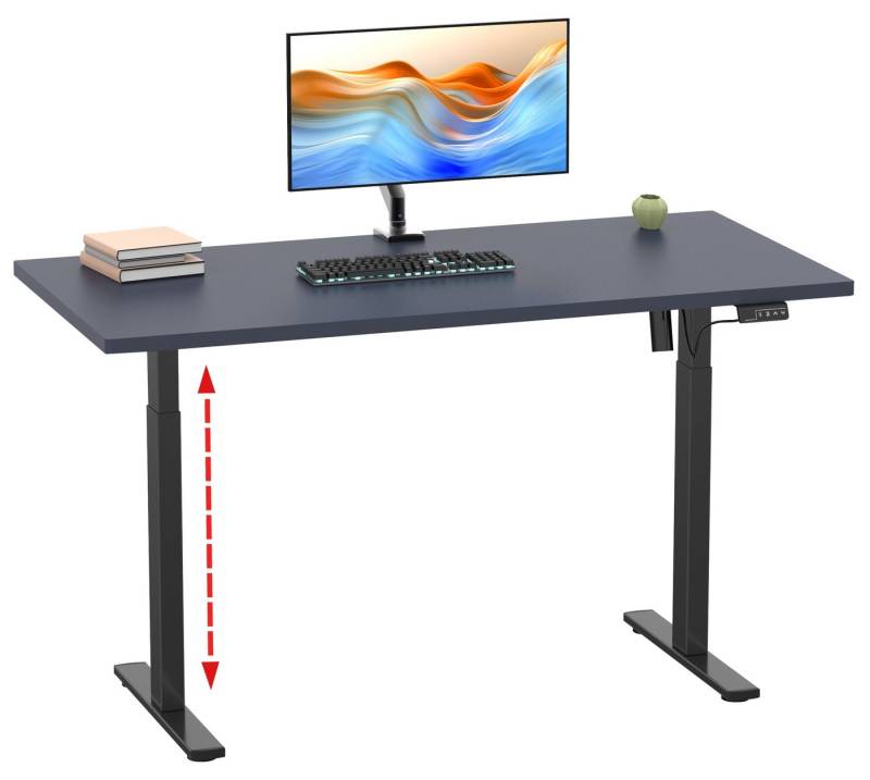 VCM Schreibtisch Höhenverstellbarer Schreibtisch Lona 140x50 Sw von VCM