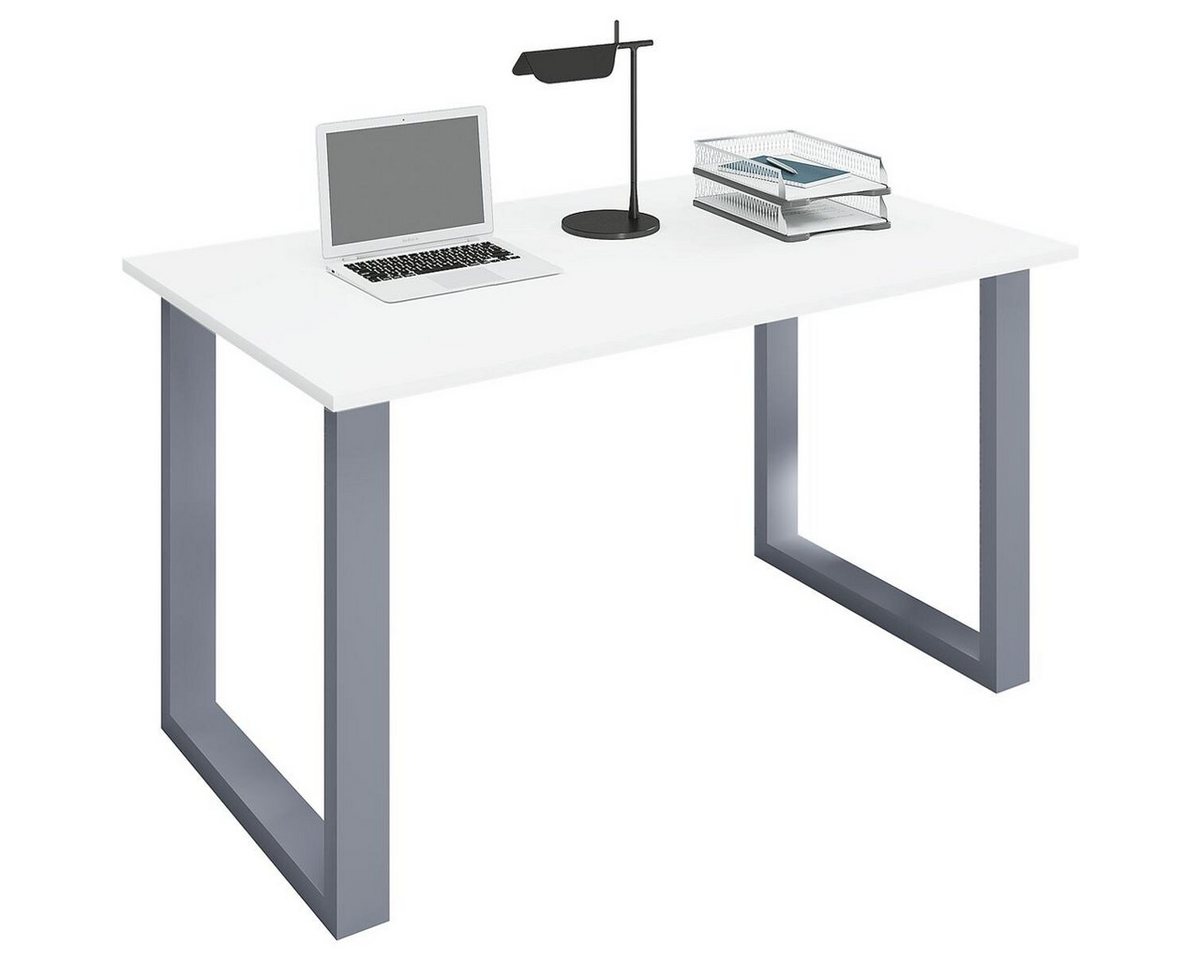 VCM Schreibtisch Lona, rechteckig, Tiefe 50 cm, Bügel-Fuß silber von VCM