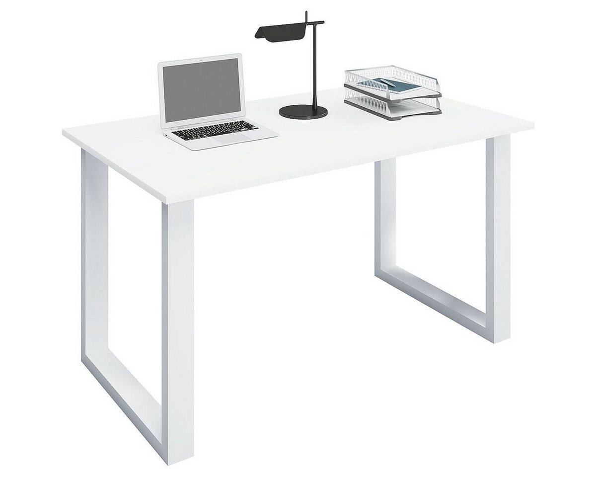 VCM Schreibtisch Lona, rechteckig, Tiefe 50 cm, Bügel-Fuß weiß von VCM
