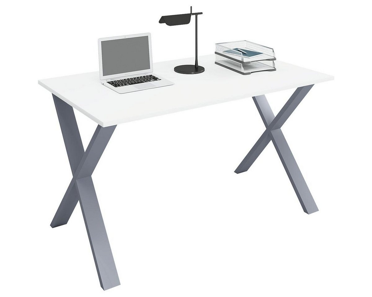 VCM Schreibtisch Lona, rechteckig, Tiefe 50 cm, X-Fuß silber von VCM