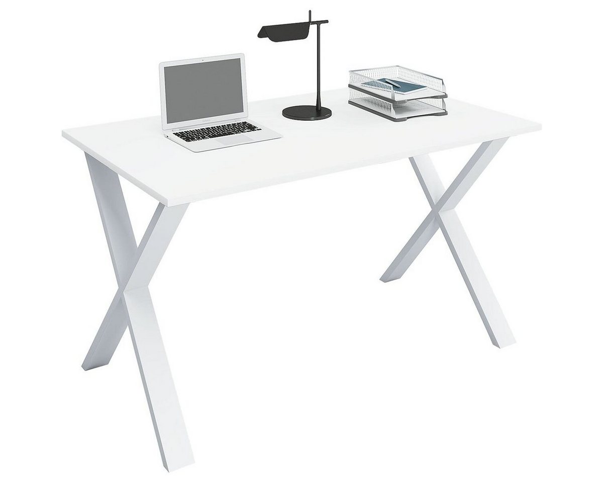 VCM Schreibtisch Lona, rechteckig, Tiefe 50 cm, X-Fuß weiß von VCM