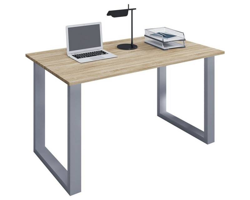 VCM Schreibtisch Lona, rechteckig, Tiefe 80 cm, Bügel-Fuß silber von VCM