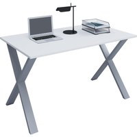 Schreibtisch "Lona" 140x80 X-Fußgestell Weiß/Silber von VCM