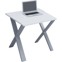 Schreibtisch "Lona" 80x80 X-Fußgestell Weiß/Silber von VCM