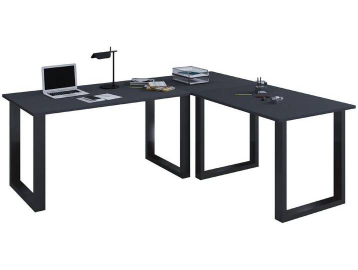 VCM Schreibtisch U Schreibtisch Eckschreibtisch L Form 190x190x50, schwarz, Schwarz / Anthrazit VCM Schreibtisch U Schreibtisch Eckschreibtisch L Form 190x190x50, schwarz, Schwarz / Anthrazit von VCM