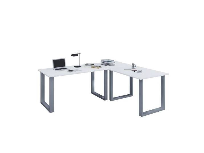 VCM Schreibtisch U Schreibtisch Eckschreibtisch L Form 220x190x80, silberfarben weiß, Silber / Weiß VCM Schreibtisch U Schreibtisch Eckschreibtisch L Form 220x190x80, silberfarben weiß, Silber / Weiß von VCM
