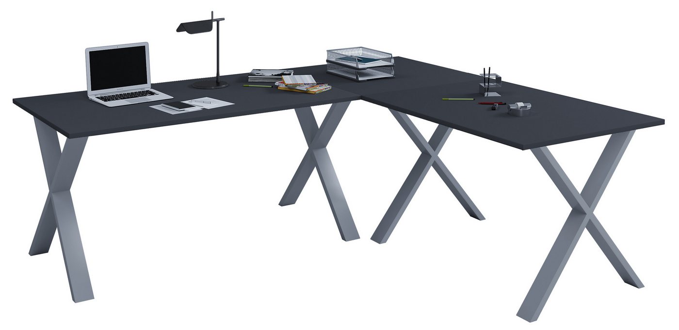 VCM Schreibtisch X Schreibtisch Eckschreibtisch L Form 190x160x80 von VCM