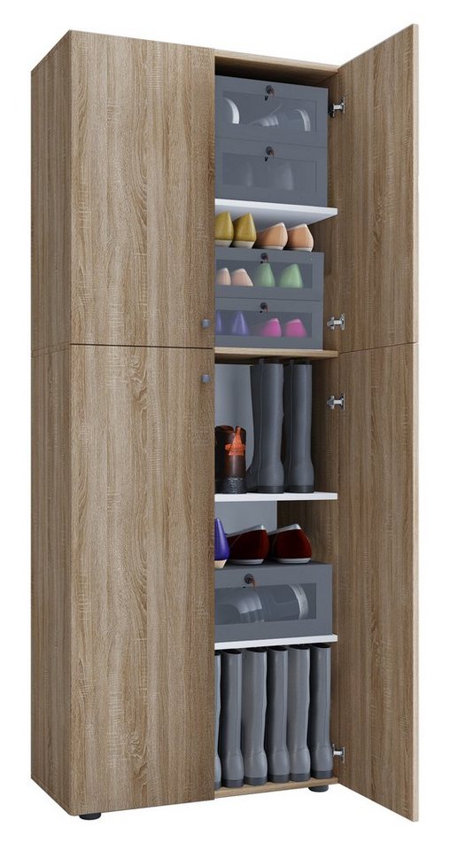 VCM Schuhschrank XL Holz Großer Schuhschrank Schuhkommode Lona 5 von VCM