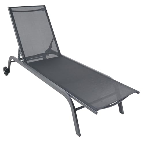 VCM Sonnenliege rollbar | Maße ca. L. 192 x H. 32 x B. 58 cm | Liegestuhl mit Verstellbarer Rückenlehne | Strandliege - Sonlas 192x58 von VCM