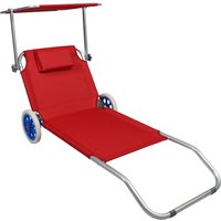 VCM Sonnenliege rot Polyester-Mischgewebe B/H/L: ca. 65x16x165 cm von VCM
