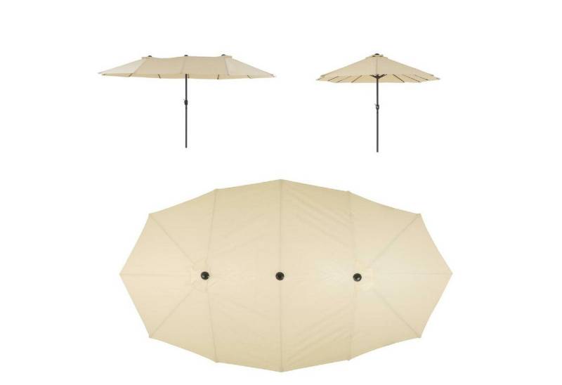 VCM Sonnenschirm XXL Doppelsonnenschirm Creme mit Kurbel von VCM