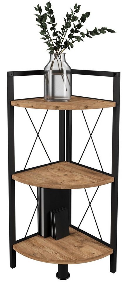 VCM Standregal Holz Metall Eckregal Bücher Regal Insasi 2fach von VCM