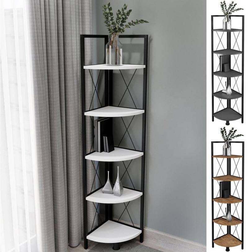 VCM Standregal Holz Metall Eckregal Bücher Regal Insasi 5fach von VCM
