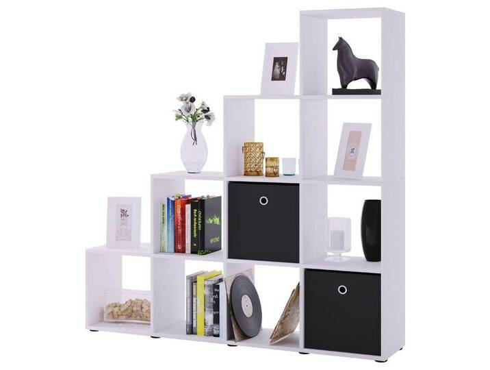 VCM Standregal Holz Stand Treppenregal Regal 10 Fächer Napoli, weiß, Weiß von VCM