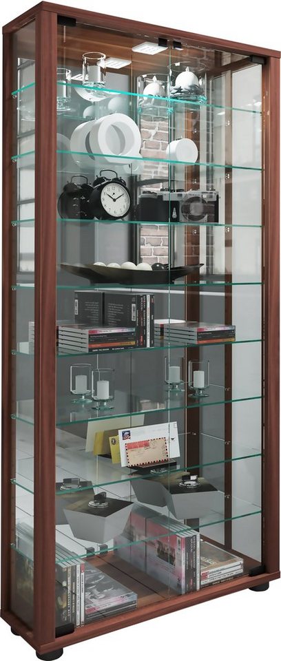 VCM Standvitrine Glas Stand Vitrine Sammelvitrine Lumo Maxi Spiegel von VCM