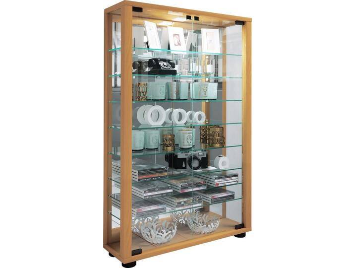 VCM Standvitrine Glas Stand Vitrine Sammelvitrine Lumo Mini Spiegel von VCM