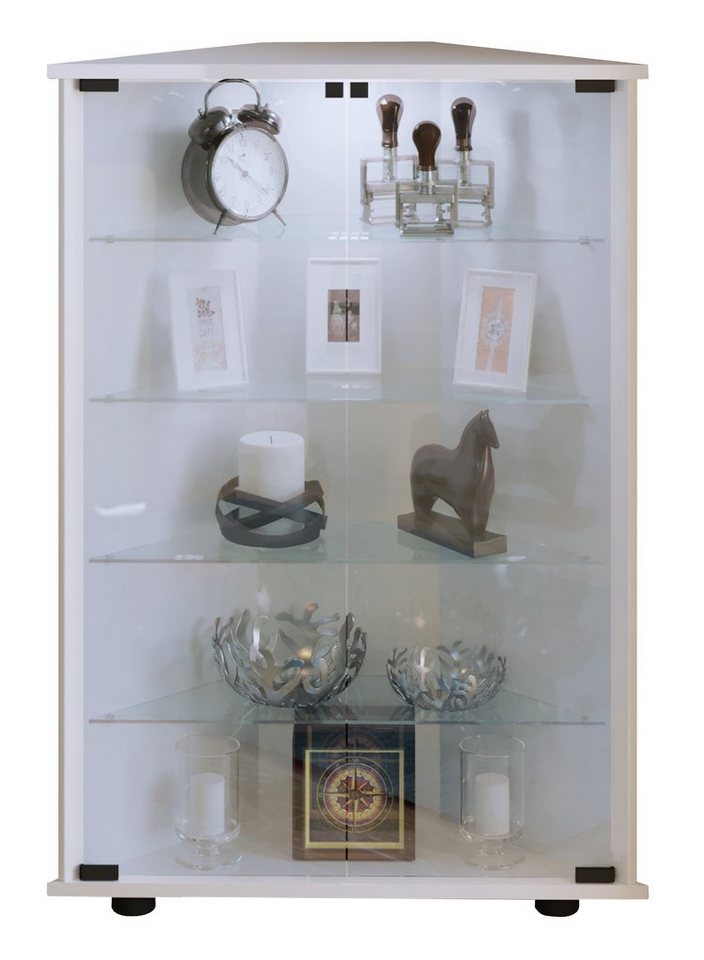 VCM Standvitrine Holz Glas Eckvitrine Vitrine Sammelvitrine Jecka L von VCM