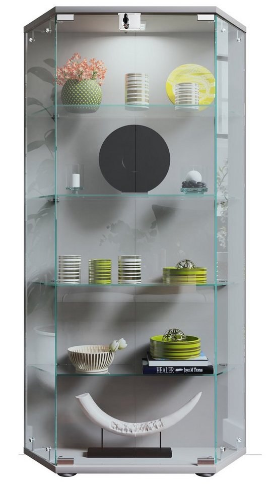 VCM Standvitrine Holz Glas Stand Vitrine Sammelvitrine Cenila L von VCM