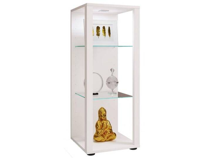 VCM Standvitrine Holz Glas Stand Vitrine Sammelvitrine Glasol M, weiß, Weiß von VCM