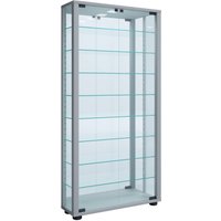 Standvitrine "Lumo Maxi" mit Spiegel | Inkl. LED-Beleuchtung Silber von VCM