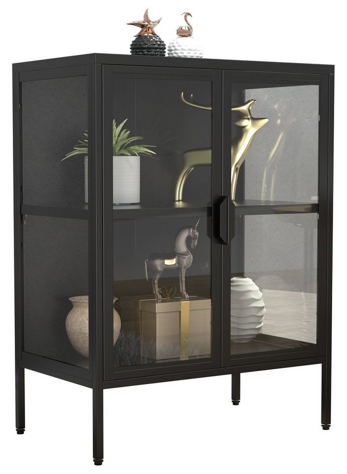 VCM Standvitrine Stahl Glas Standvitrine Vitrine Schaukasten FlokaS von VCM