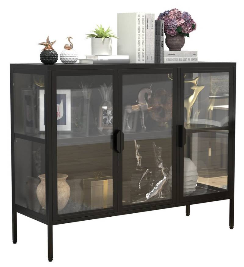 VCM Standvitrine Stahl Glas Vitrine Sideboard Kommode Floka L von VCM