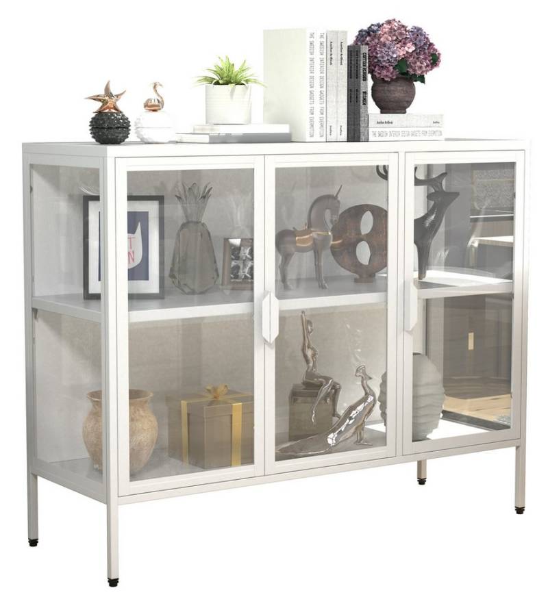 VCM Standvitrine Stahl Glas Vitrine Sideboard Kommode Floka L von VCM