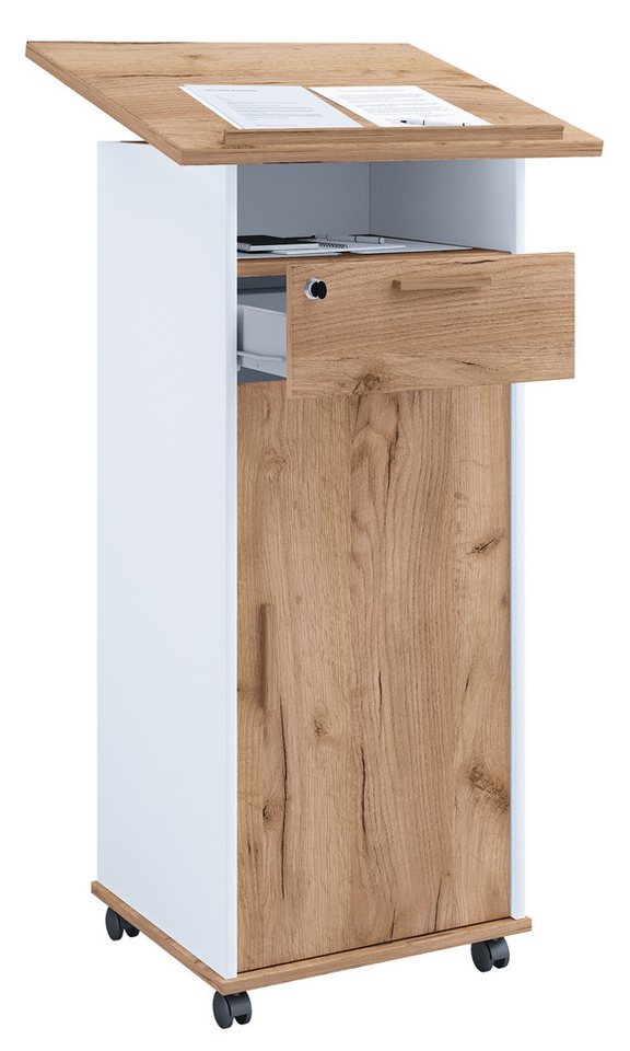 VCM Stehpult Holz Stehpult Rednerpult Stehtisch Rollen Melta T von VCM
