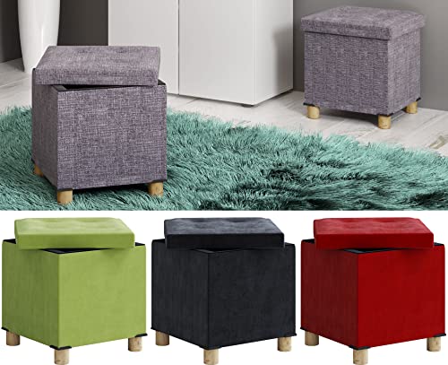 VCM Stoff Sitztruhe | Maße ca. H. 40 x B. 38 x T. 38 cm | Kiste für flexiblen Einsatz in Allen Wohnräumen | Aufbewahrungsbox | Sitzhocker - Sizos M von VCM