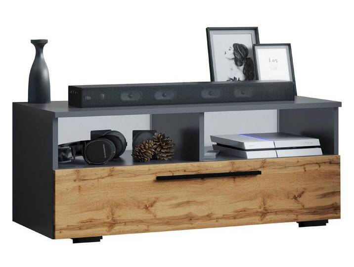 VCM TV-Board Holz TV Lowboard Möbel Fernsehschrank Arila L, braun, Anthrazit / Honig-Eiche von VCM