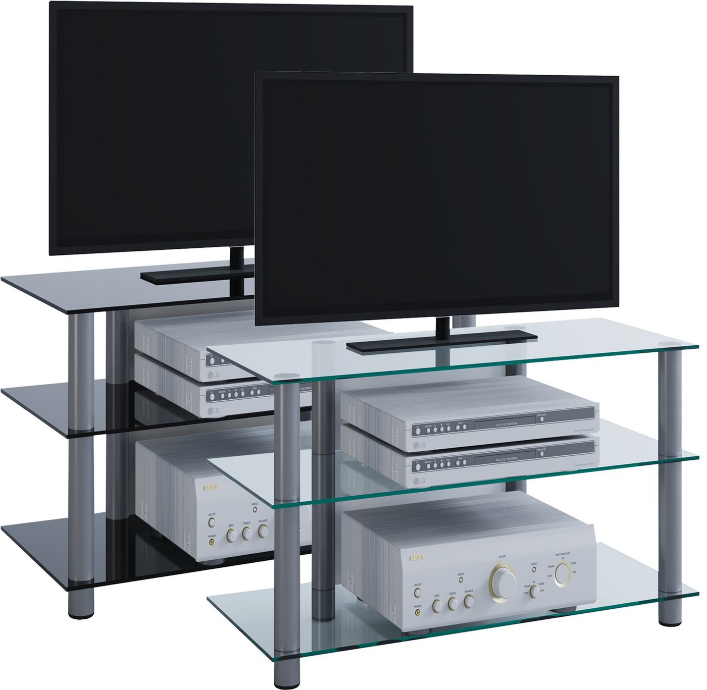 VCM TV-Board TV Möbel Sideboard Fernseh Rack Alu Glas Sindas von VCM