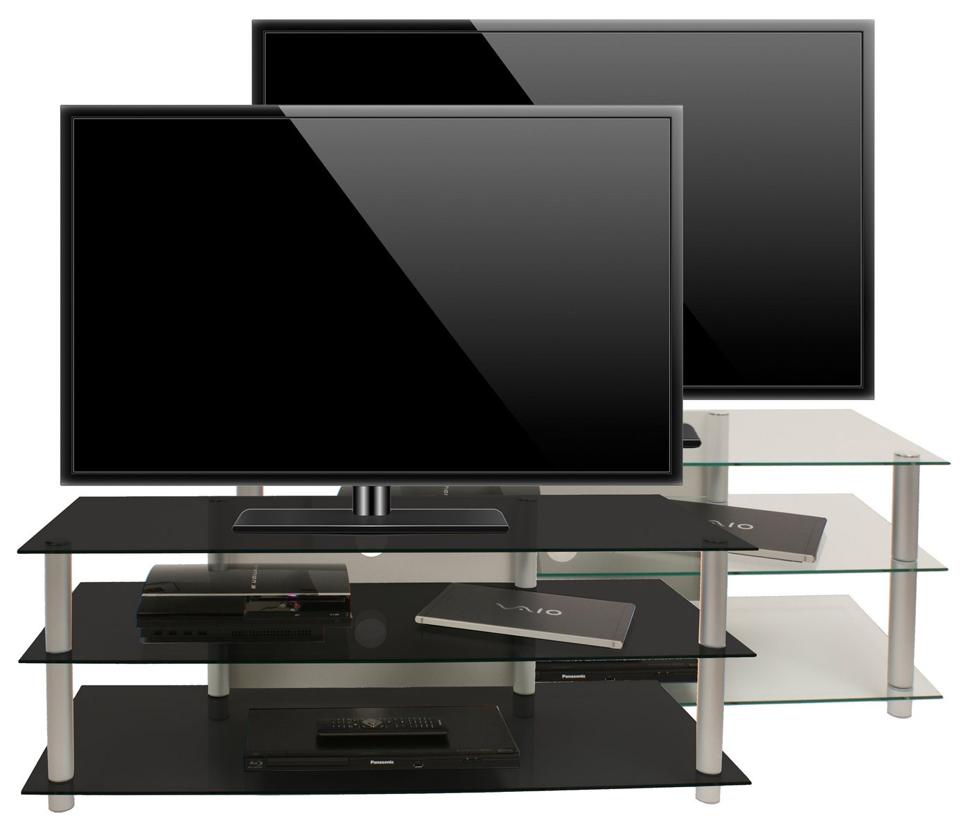 VCM TV-Board TV Möbel Sideboard Fernseh Rack Alu Glas Zumbo von VCM