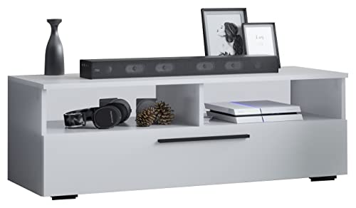 VCM TV Möbel | Lowboard | Fernsehschrank mit ausreichend Stauraum | Maße H. 39 x B. 115 x T. 40 cm | Fernseh Möbel – Arila XL Weiß von VCM