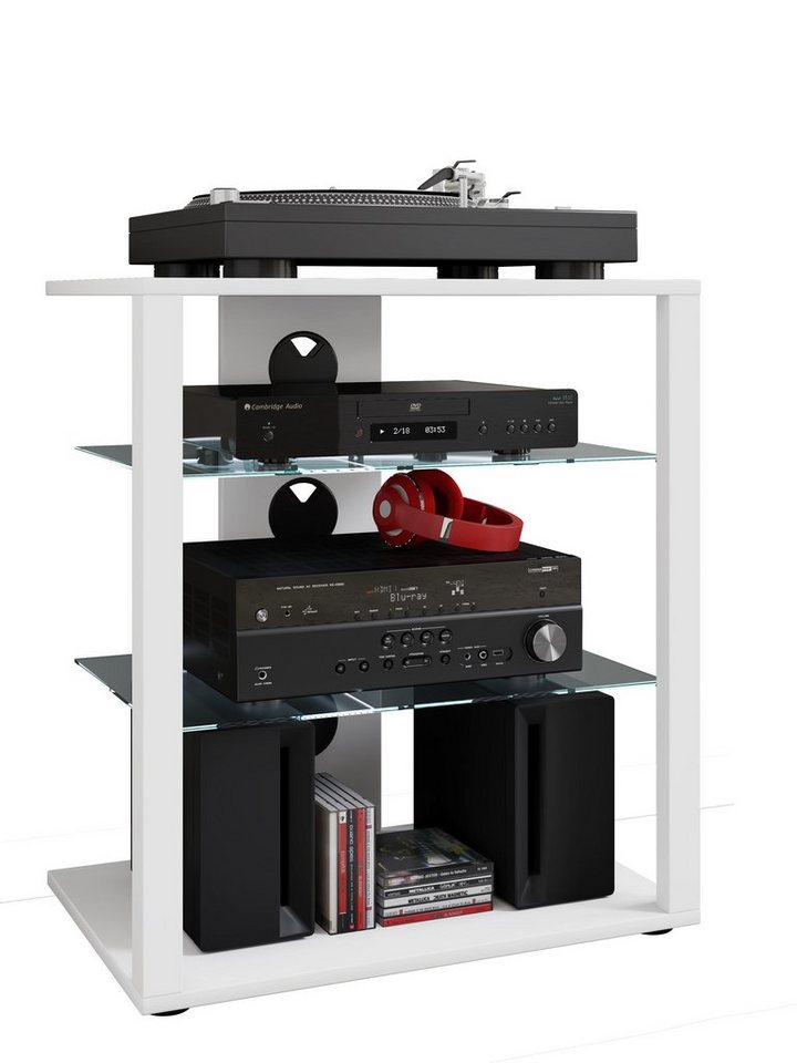 VCM TV-Rack Hifi Möbel Rack Alu Glas Phono Mediaregal Folas von VCM