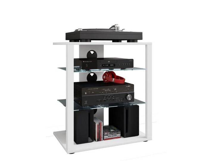 VCM TV-Rack Hifi Möbel Rack Alu Glas Phono Mediaregal Folas von VCM