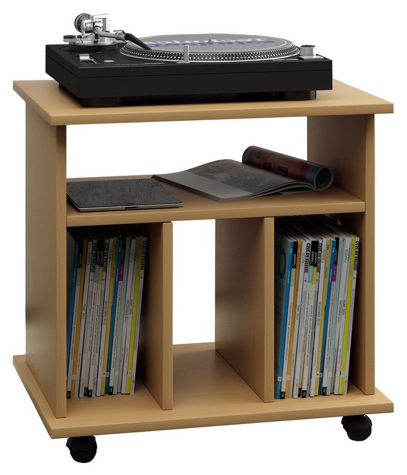 VCM TV-Rack Holz Schallplatten LP Regal Rollen Retal von VCM